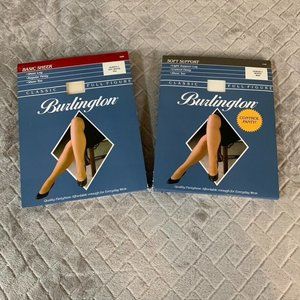 Burlington Panty Hose Stockings White and Off White Bundle of 2 Sheer Size Small